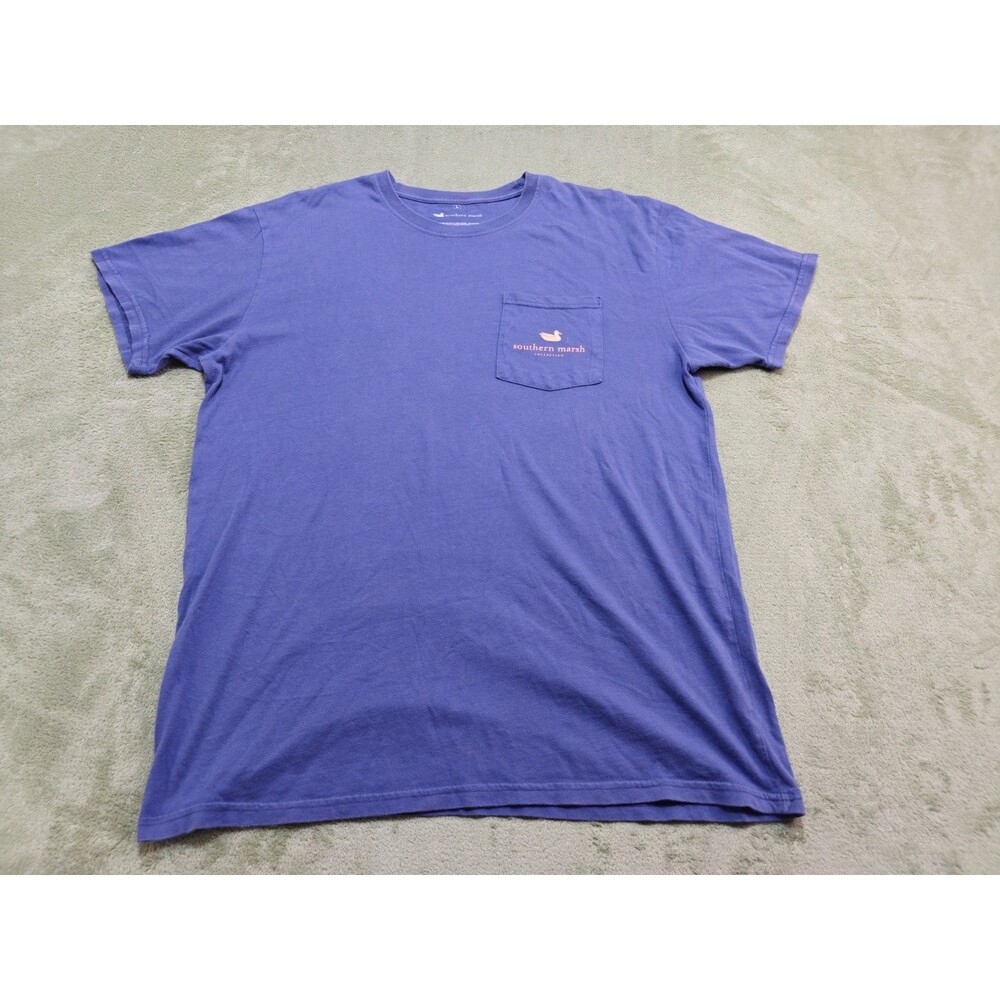 Southern Marsh Mens Large Blue Short Sleeve Pocket Graphic T-Shirt Shotgun Shell